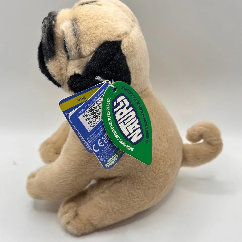 NWT Living Nature Naturli Pug Plush Stuffed Animal Eco Friendly Fawn Dog AN439